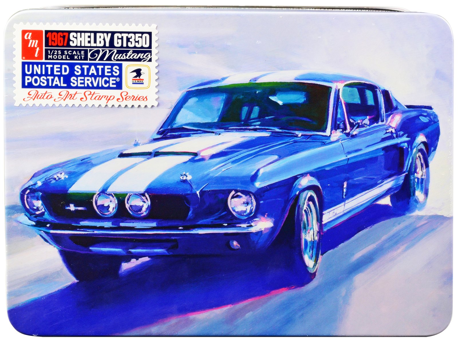 skill 2 model kit 1967 shelby mustang gt350 usps (united states postal service) "auto art stamp series" 1/25 scale model by amt skill 2 model kit 1967 shelby mustang gt350 usps (united states postal service) "auto art stamp series" 1/25 scale model by amt