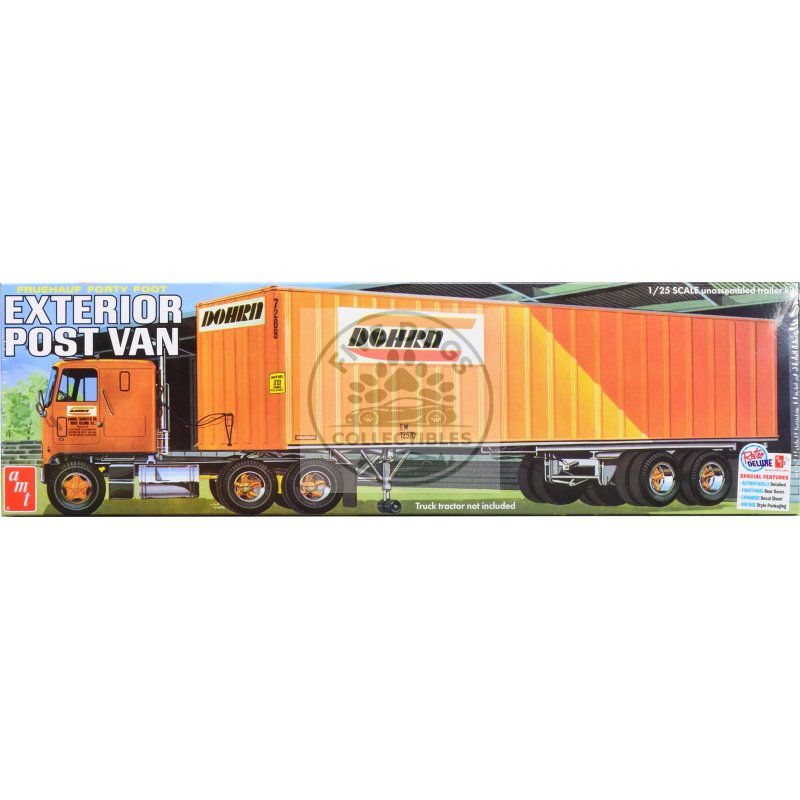 skill 3 model kit fruehauf forty foot exterior post van trailer "dohrn transfer co." 1/25 scale model by amt