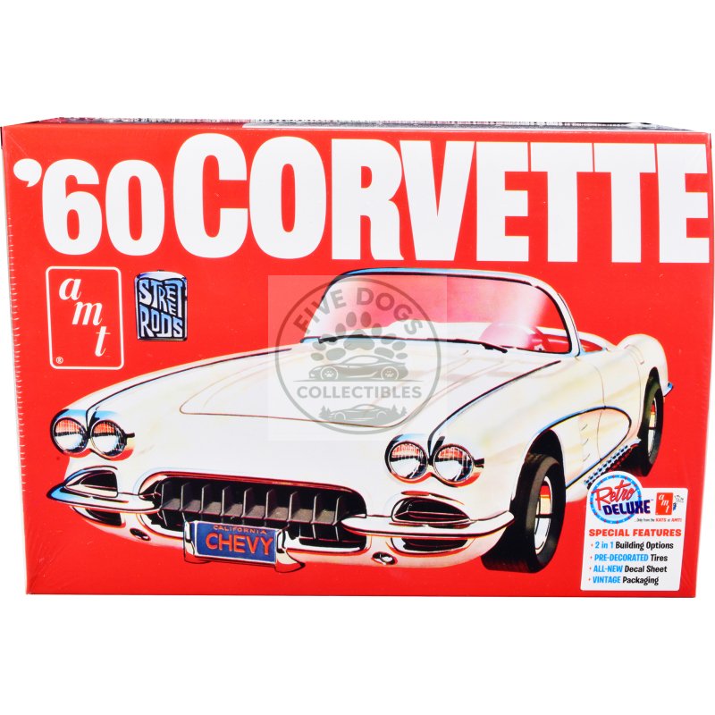 skill 2 model kit 1960 chevrolet corvette "street rods" 1/25 scale model by amt