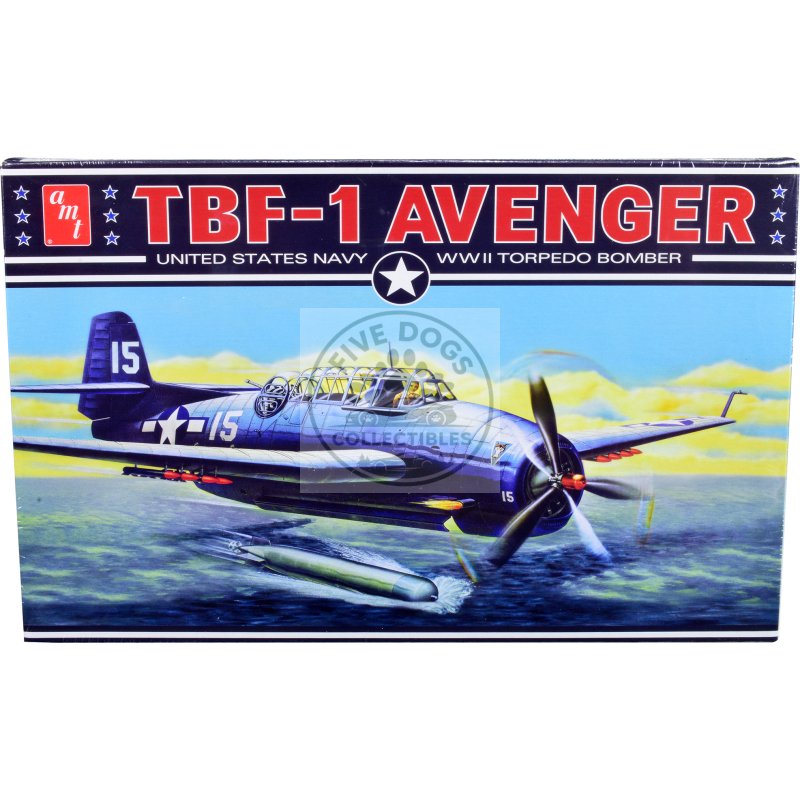 skill 2 model kit grumman tbf 1 avenger torpedo bomber "united states navy wwii" 1/48 scale model by amt