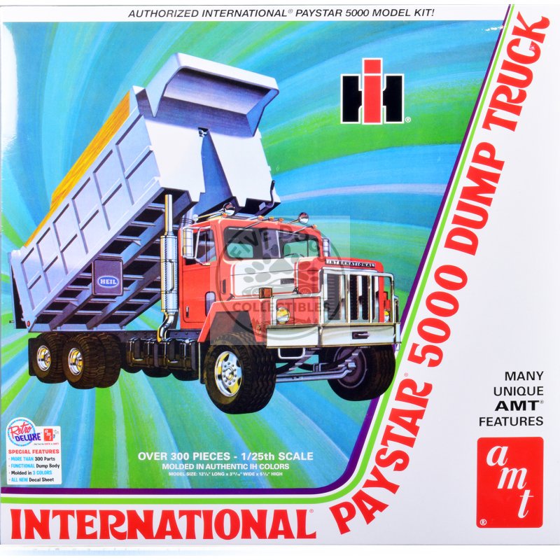skill 3 model kit international paystar 5000 dump truck 1/25 scale model by amt