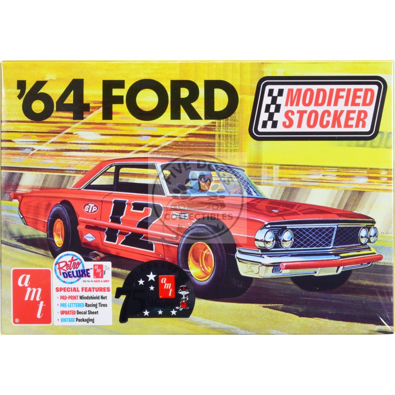 skill 2 model kit 1964 ford galaxie "modified stocker" 1/25 scale model by amt