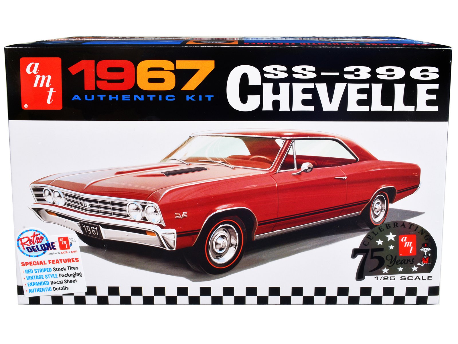 skill 2 model kit 1967 chevrolet chevelle ss 396 "amt celebrating 75 years" 1/25 scale model by amt skill 2 model kit 1967 chevrolet chevelle ss 396 "amt celebrating 75 years" 1/25 scale model by amt