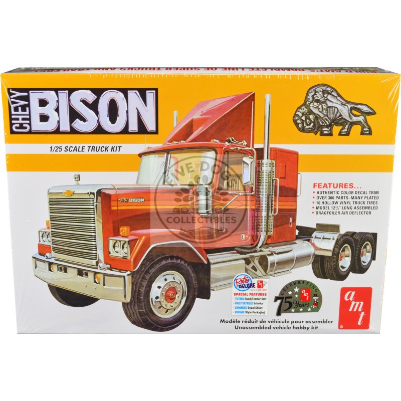 skill 3 model kit chevrolet bison truck tractor 1/25 scale model by amt