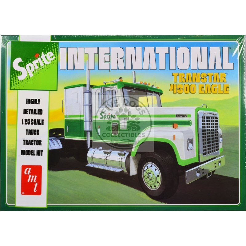 skill 3 model kit international transtar 4300 eagle truck tractor "sprite" 1/25 scale model by amt