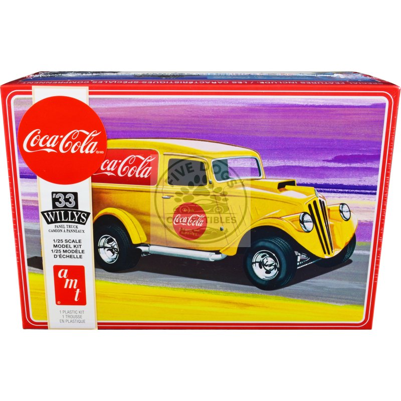 skill 2 model kit 1933 willys panel truck "coca cola" 1/25 scale model by amt