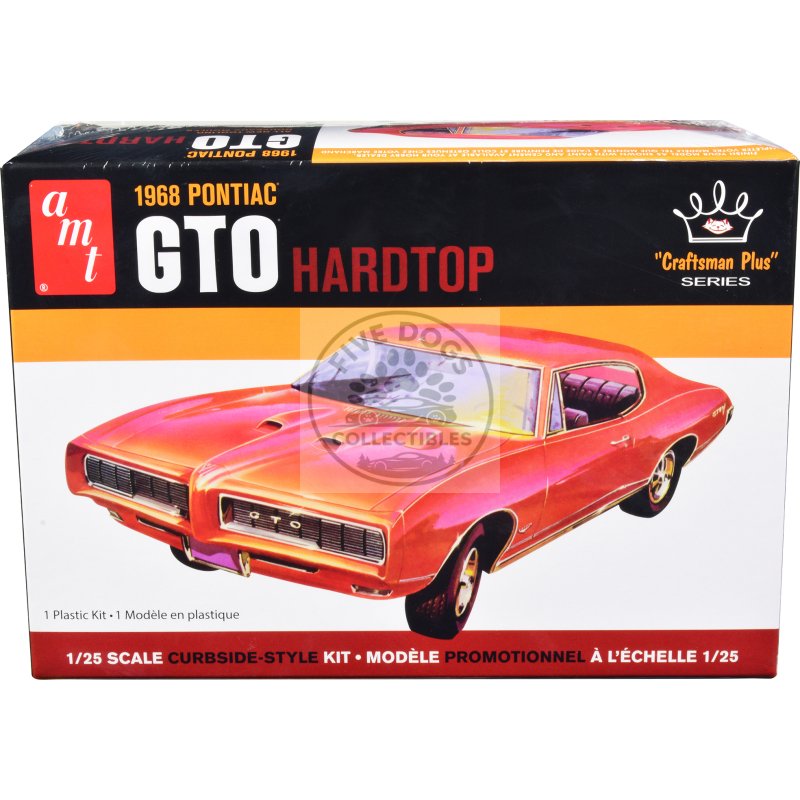 skill 2 model kit 1968 pontiac gto hardtop "craftsman plus" series 1/25 scale model by amt