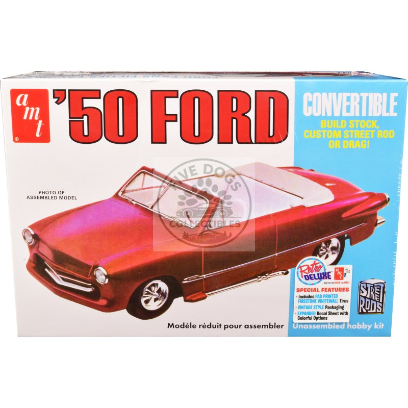 skill 2 model kit 1950 ford convertible "street rods" 3 in 1 kit 1/25 scale model by amt