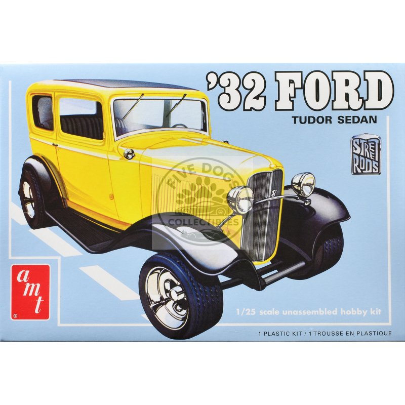 skill 2 model kit 1932 ford tudor sedan "street rods" series 1/25 scale model by amt