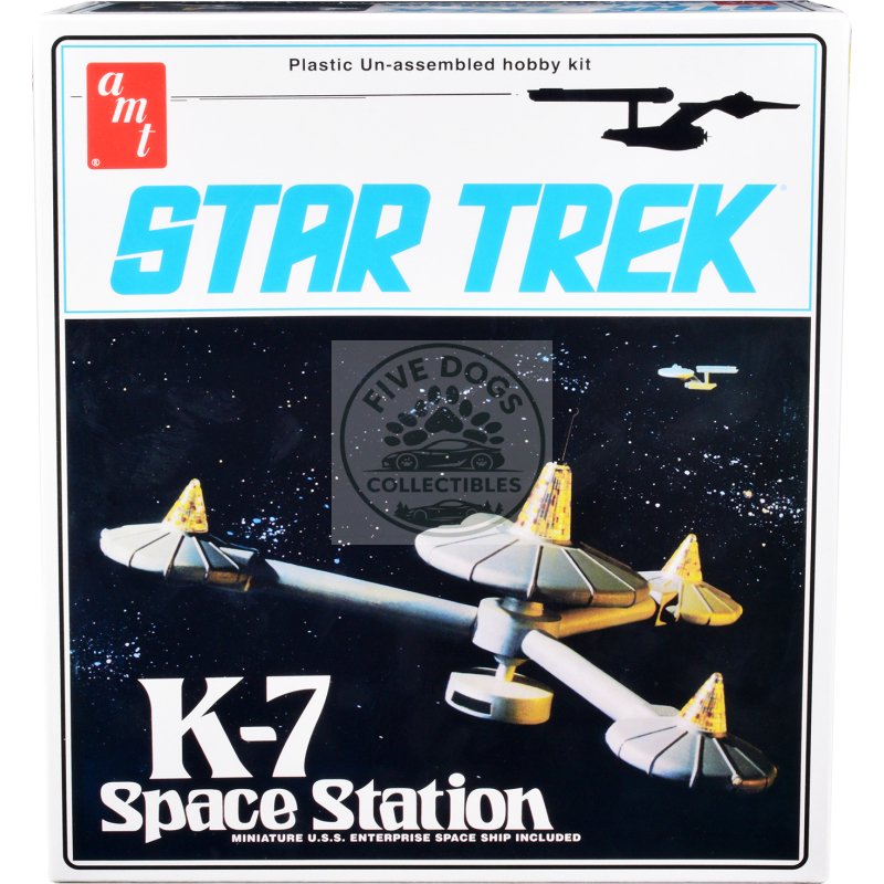 skill 2 model kit k 7 space station "star trek" (1966 1969) tv series 1/7600 scale model by amt