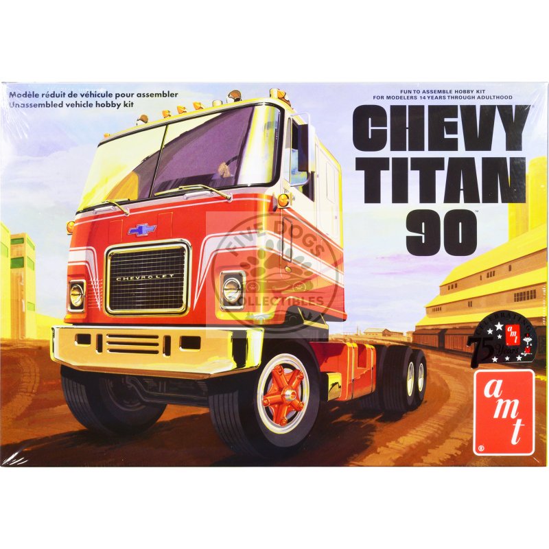 skill 3 model kit chevrolet titan 90 tractor truck 1/25 scale model by amt