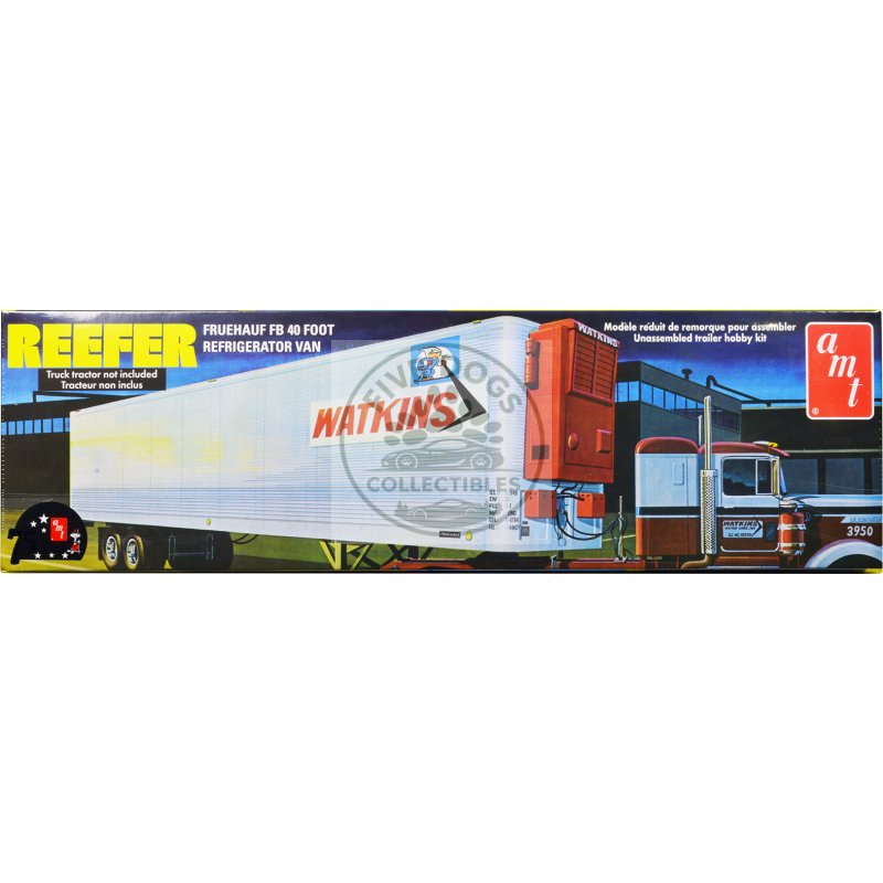 skill 3 model kit fruehauf fb 40' refrigerated trailer "watkins motor lines" 1/25 scale model by amt