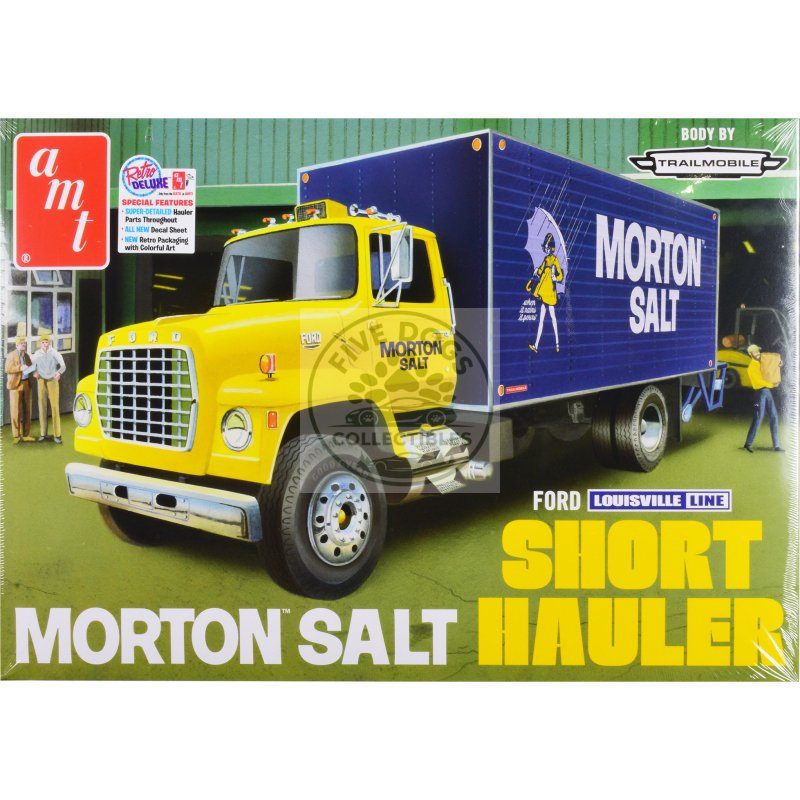 skill 3 model kit ford louisville line short hauler "morton salt" 1/25 scale model by amt