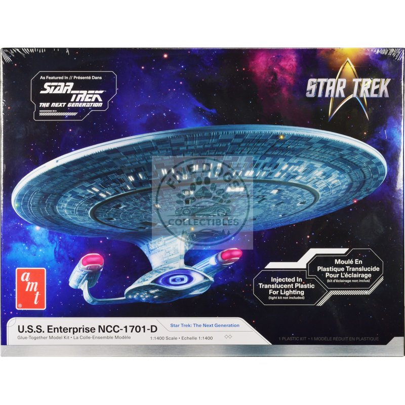 skill 2 model kit u.s.s. enterprise ncc 1701 d space ship "star trek: the next generation" (1987 1994) tv series 1/1400 scale model by amt