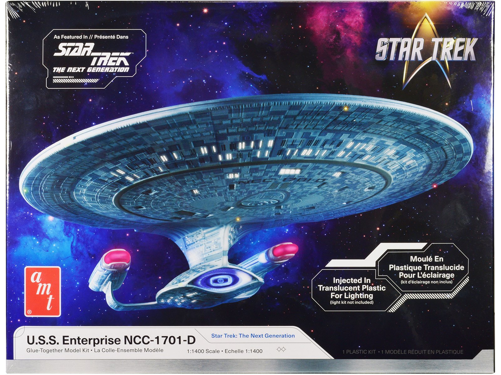 skill 2 model kit u.s.s. enterprise ncc 1701 d space ship "star trek: the next generation" (1987 1994) tv series 1/1400 scale model by amt skill 2 model kit u.s.s. enterprise ncc 1701 d space ship "star trek: the next generation" (1987 1994) tv series 1/1400 scale model by amt