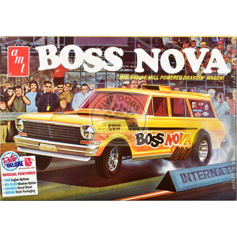 skill 2 model kit boss nova funny car 1/25 scale model by amt