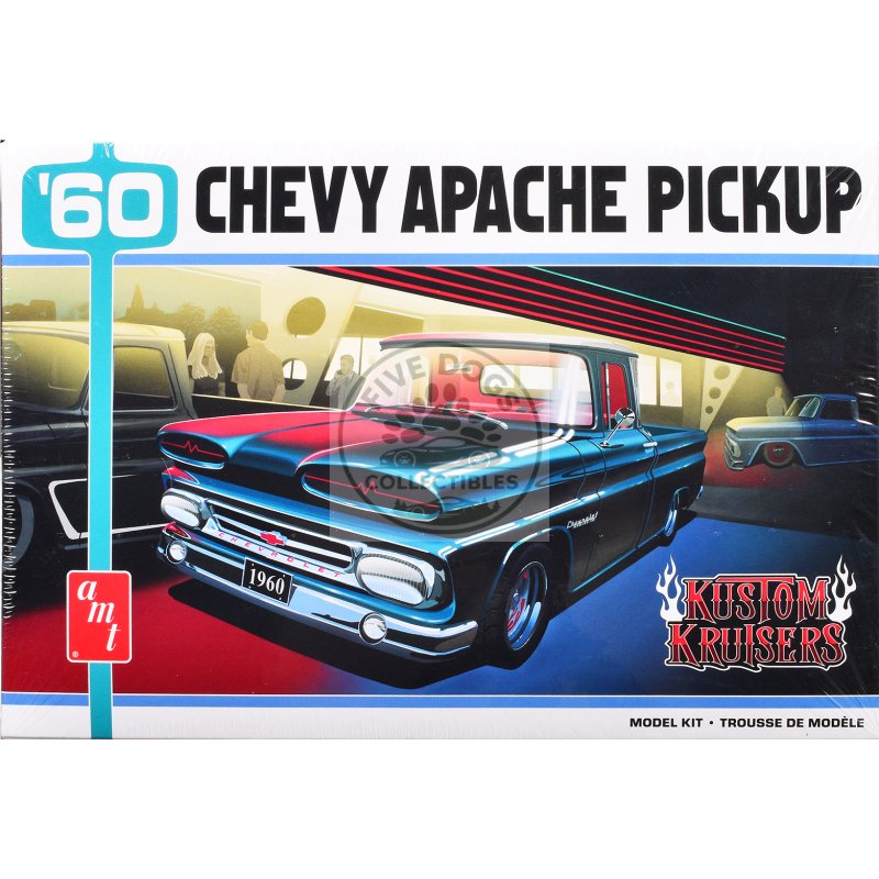 skill 2 model kit 1960 chevrolet apache pickup truck "kustom kruisers" 1/25 scale model by amt