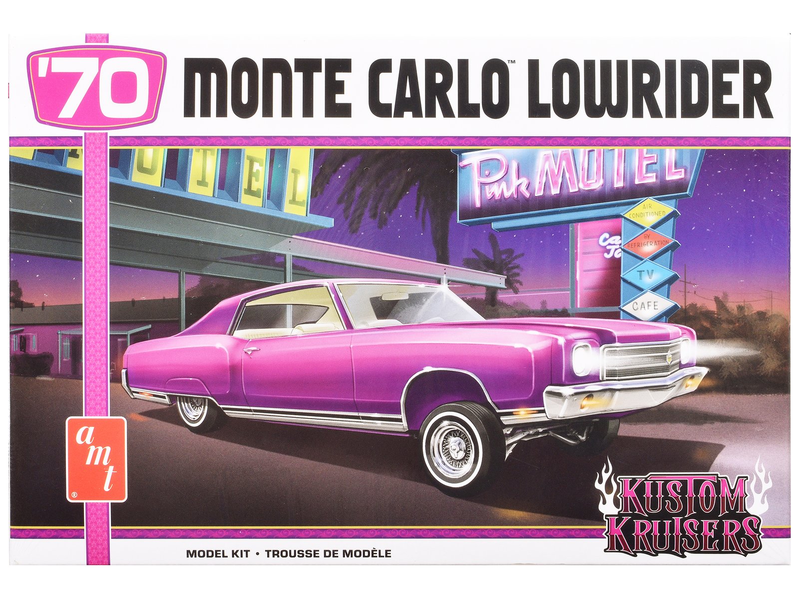 skill 2 model kit 1970 chevrolet monte carlo lowrider "kustom kruisers" 1/25 scale model by amt skill 2 model kit 1970 chevrolet monte carlo lowrider "kustom kruisers" 1/25 scale model by amt