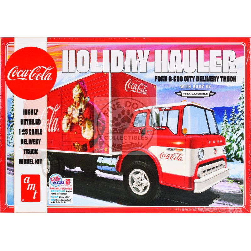 skill 3 model kit ford c 600 city delivery truck "holiday hauler coca cola" 1/25 scale model by amt
