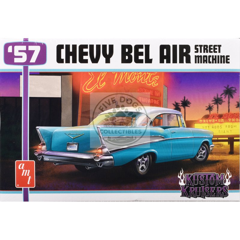 skill 2 model kit 1957 chevrolet bel air street machine "kustom kruisers" 1/25 scale model by amt