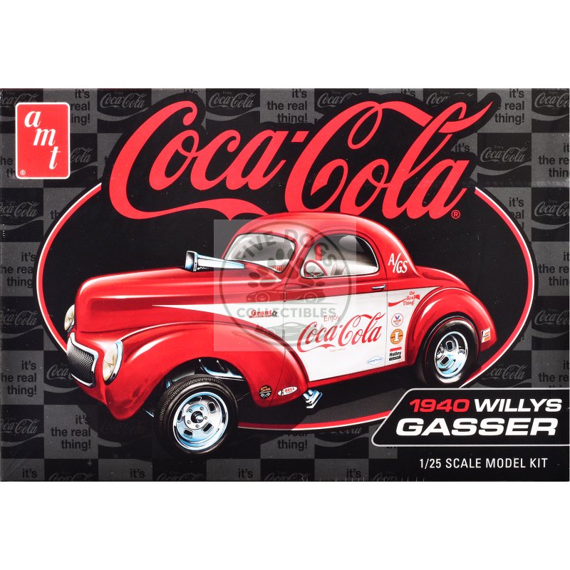 skill 2 model kit 1940 willys coupe "coca cola race team" 1/25 scale model by amt