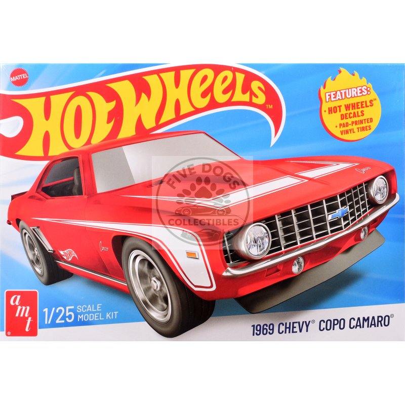 skill 2 model kit 1969 chevrolet copo camaro "hot wheels" 1/25 scale model by amt