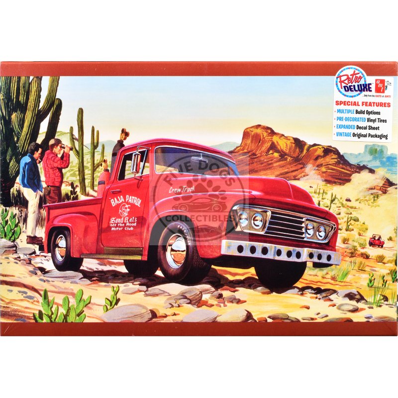 skill 2 model kit 1953 ford pickup truck "baja patrol" 1/25 scale model by amt