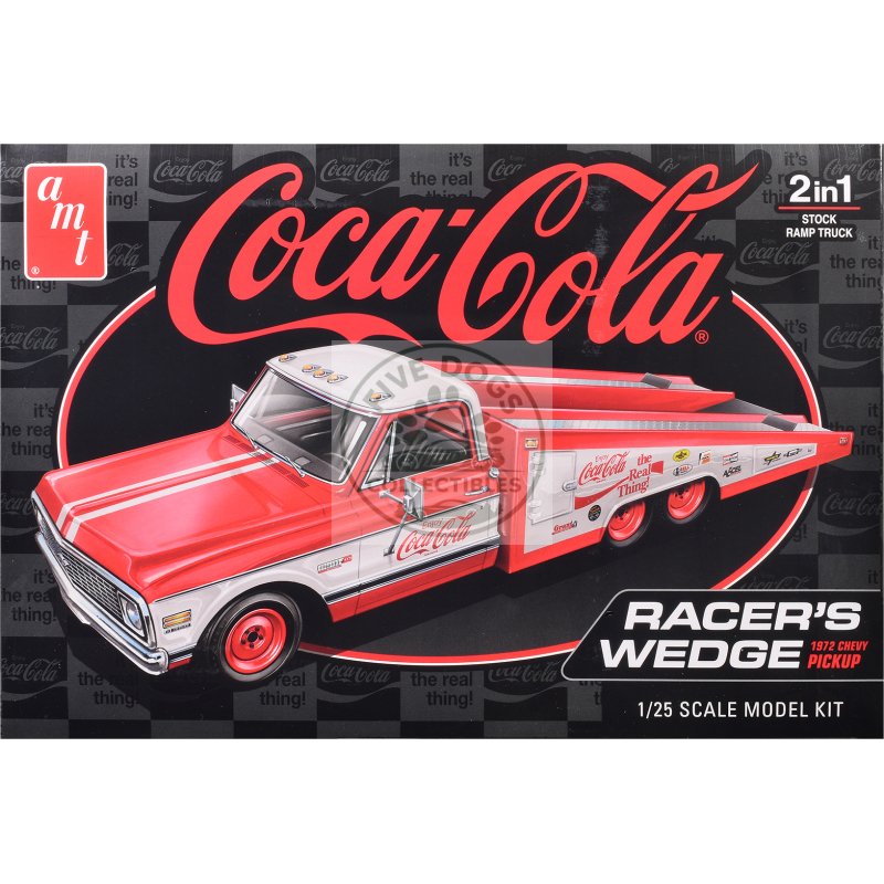 skill 2 model kit 1972 chevrolet pickup truck "racer's wedge" 2 in 1 kit "coca cola" 1/25 scale model by amt
