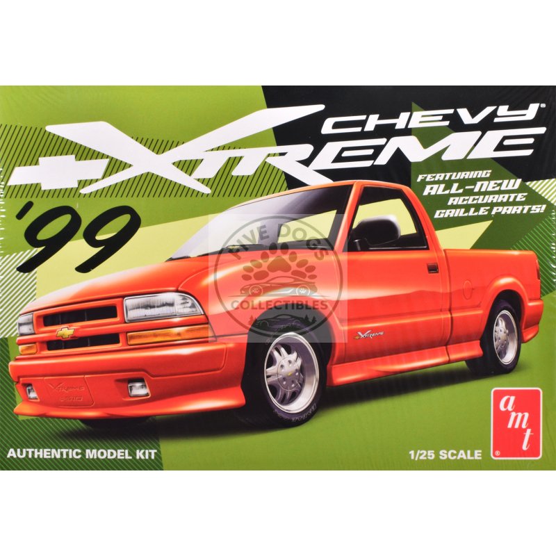 skill 2 model kit 1999 chevrolet s 10 xtreme pickup truck 1/25 scale model by amt