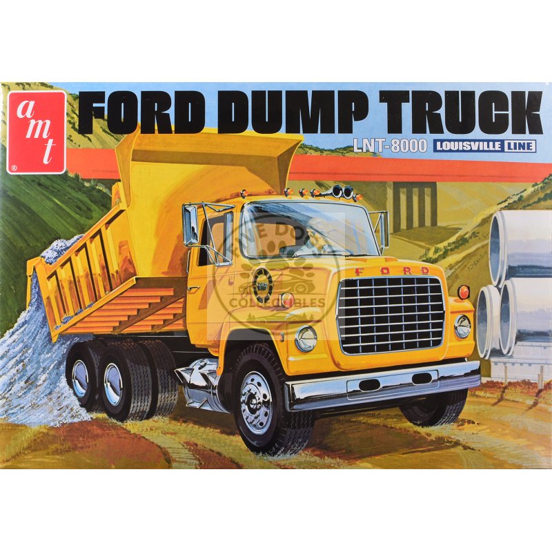 skill 3 model kit ford lnt 8000 louisville line dump truck 1/25 scale model by amt