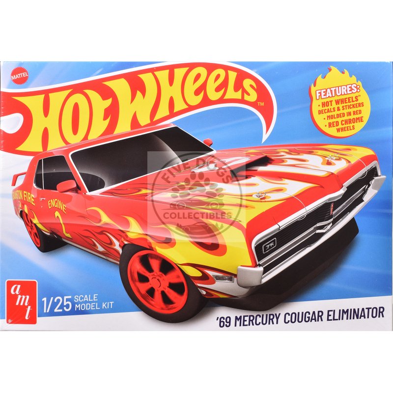 skill 2 model kit 1969 mercury cougar eliminator "hot wheels" 1/25 scale model by amt