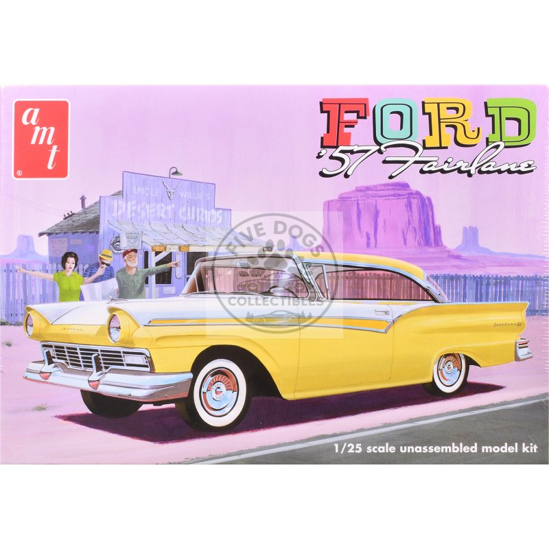 skill 2 model kit 1957 ford fairlane hardtop 3 in 1 kit 1/25 scale model by amt