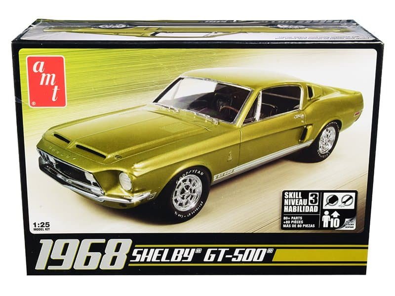 1968 Shelby GT-500 model car Detailed 1968 Shelby GT-500 collectible model in metallic gold finish.
