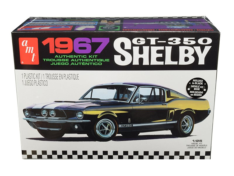 skill 2 model kit 1967 ford mustang shelby gt350 black 1/25 scale model by amt skill 2 model kit 1967 ford mustang shelby gt350 black 1/25 scale model by amt