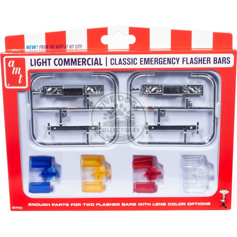 skill 2 model kit light commercial classic emergency flasher bars set of 10 pieces for 1/25 scale model by amt