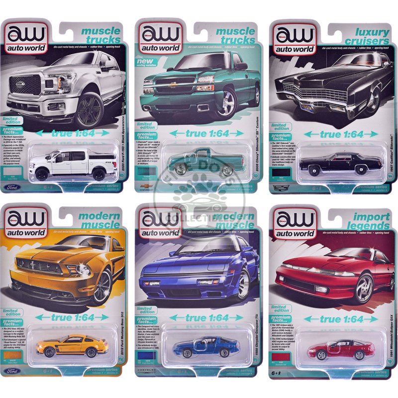 auto world premium 2025 release 1 set a of 6 pieces 1/64 diecast model cars by auto world