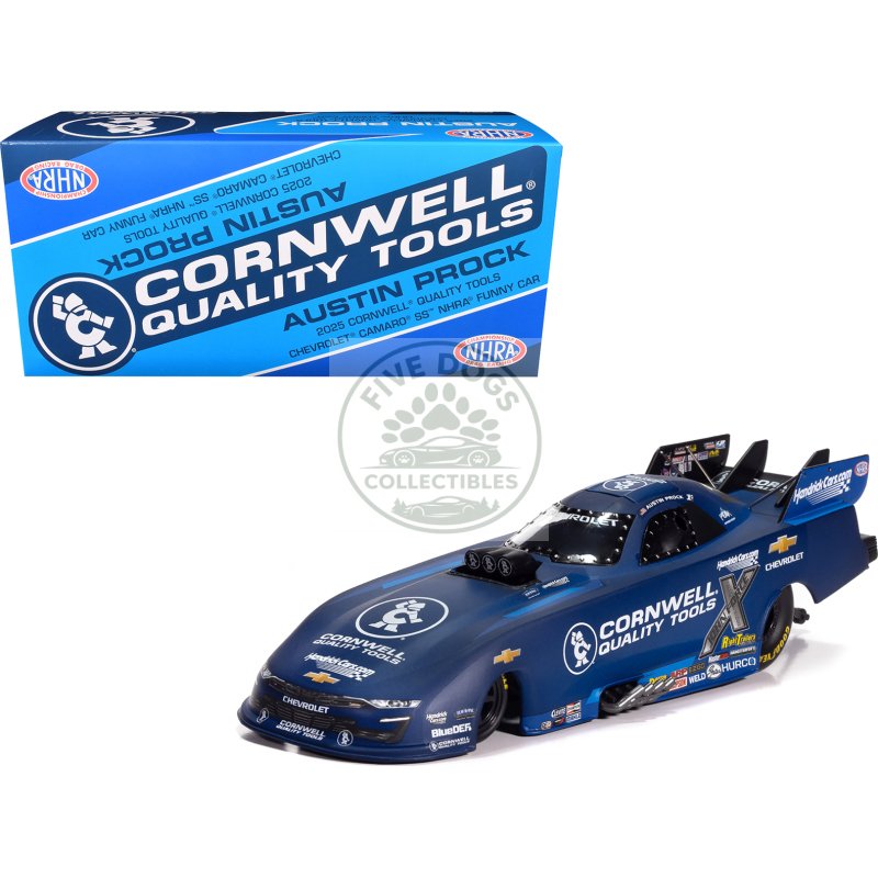 chevrolet camaro ss nhra funny car austin prock "cornwell quality tools" (2025) "john force racing" limited edition 1/24 diecast model by auto world