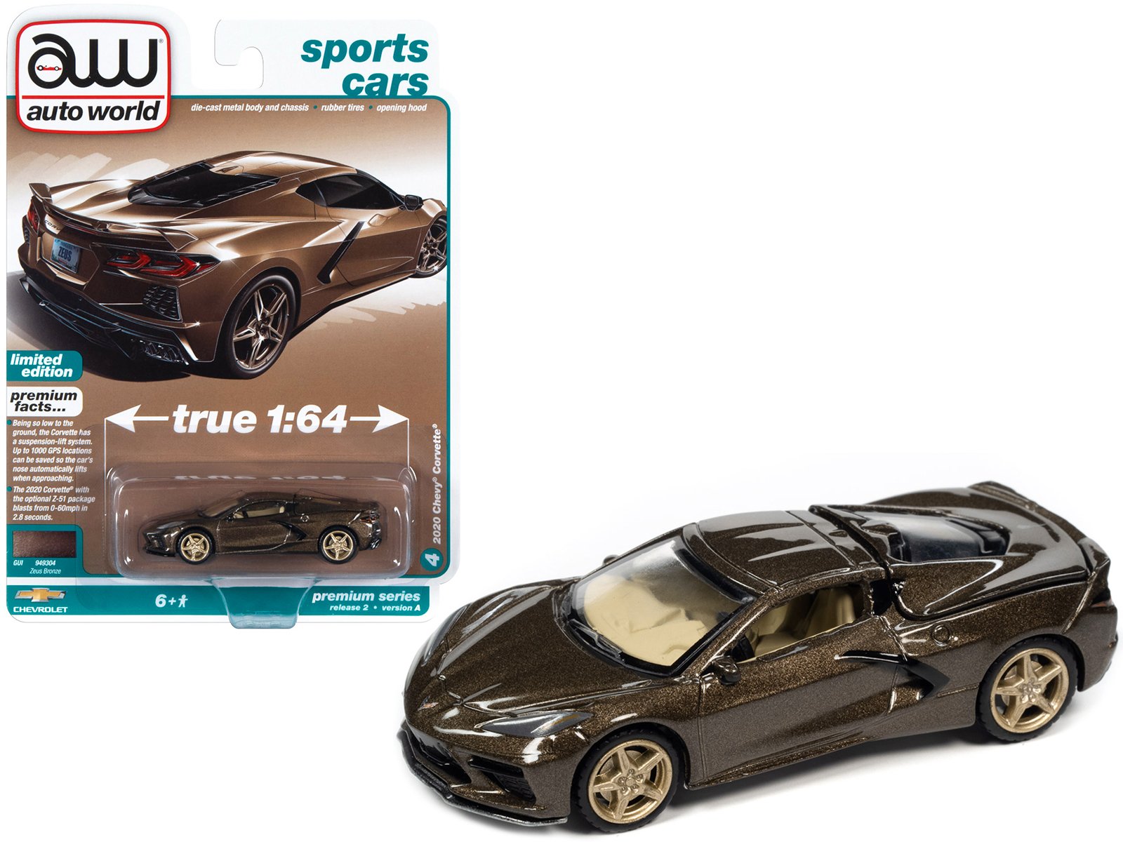 2020 chevrolet corvette zeus bronze metallic "sports cars" limited edition 1/64 diecast model car by auto world 2020 chevrolet corvette zeus bronze metallic "sports cars" limited edition 1/64 diecast model car by auto world
