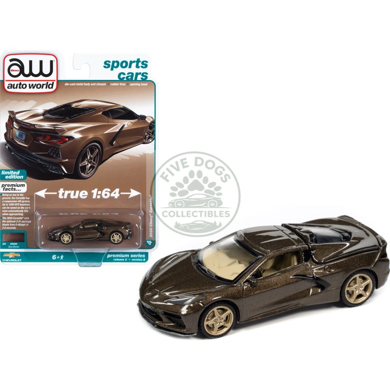 2020 chevrolet corvette zeus bronze metallic "sports cars" limited edition 1/64 diecast model car by auto world