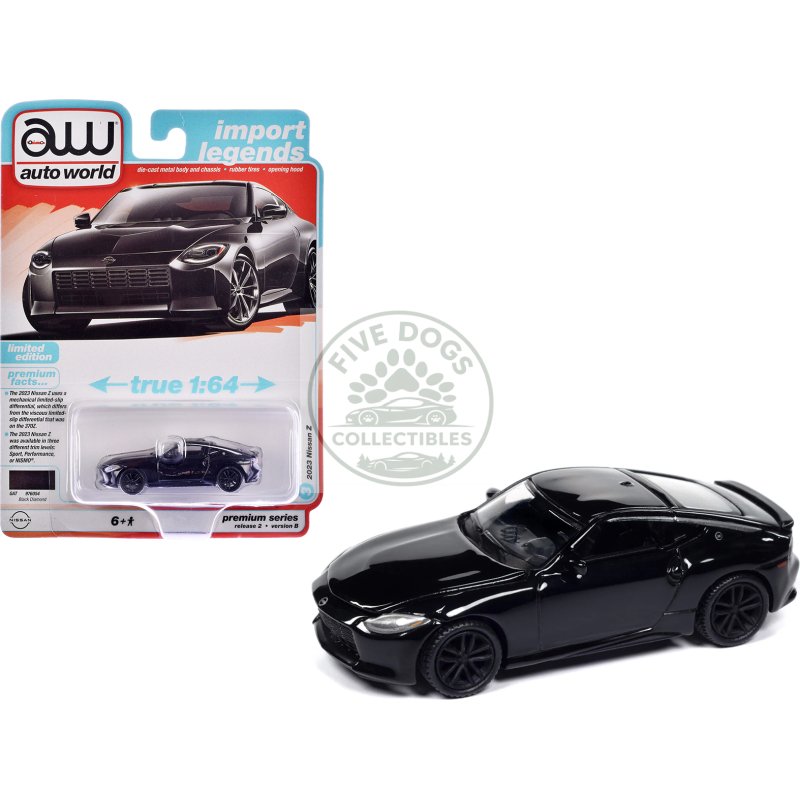 2023 nissan z black diamond "import legends" series 1/64 diecast model car by auto world