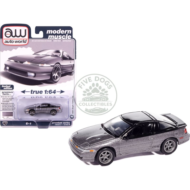 1991 eagle talon tsi medium quartz metallic with black top "modern muscle" series 1/64 diecast model car by auto world