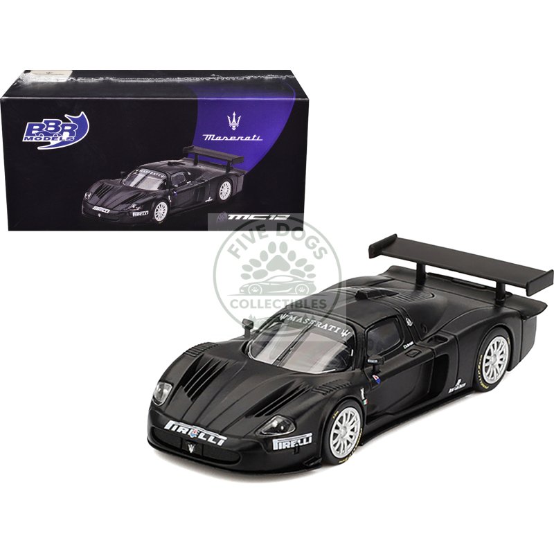 maserati mc12 competizione "test fiorano 2004" matt black 1/64 diecast model car by bbr