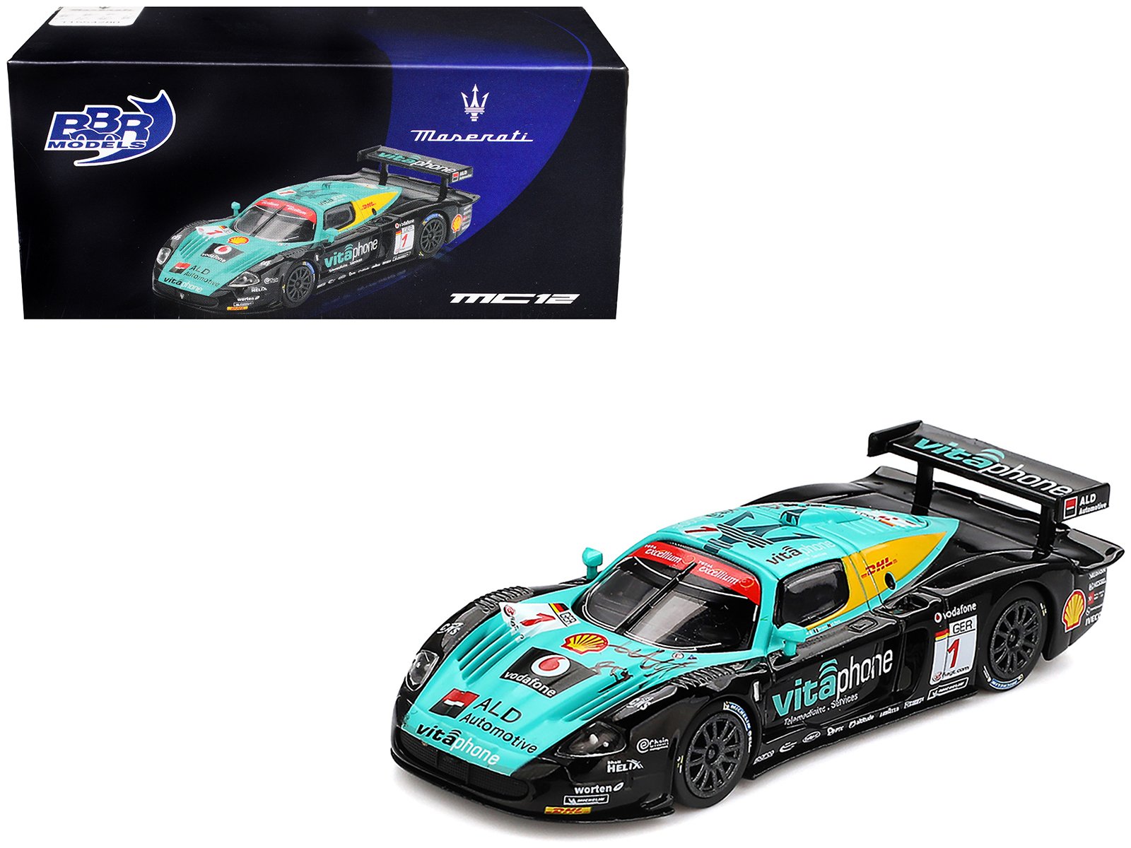 maserati mc12 competizione #1 michael bartels andrea bertolini eric van de poele stephane sarrazin "vitaphone racing team" winner "24 hours of spa" (2008) 1/64 diecast model car by bbr maserati mc12 competizione #1 michael bartels andrea bertolini eric van de poele stephane sarrazin "vitaphone racing team" winner "24 hours of spa" (2008) 1/64 diecast model car by bbr