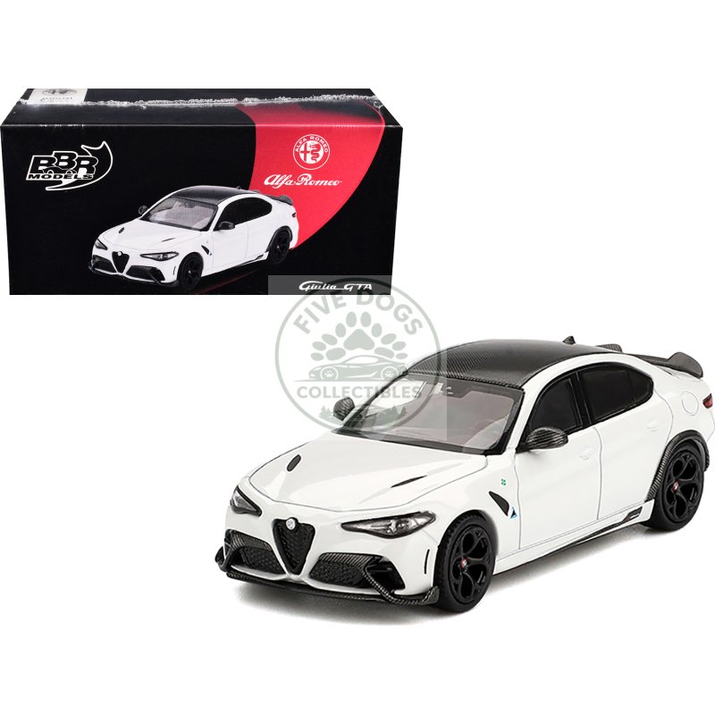 alfa romeo giulia gta white with carbon top 1/64 diecast model car by bbr