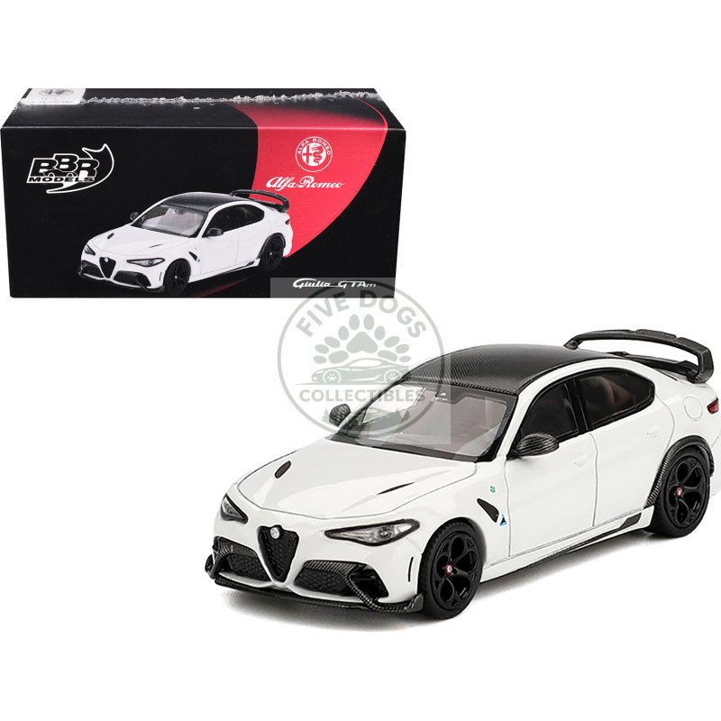 alfa romeo giulia gtam white with carbon top 1/64 diecast model car by bbr