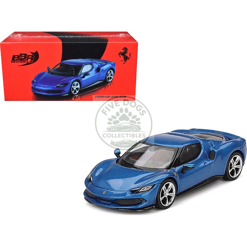 ferrari 296 gtb blue corsa 1/64 diecast model car by bbr