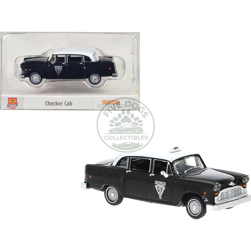 1974 checker cab black and white "winnipeg" 1/87 (ho) scale model car by brekina
