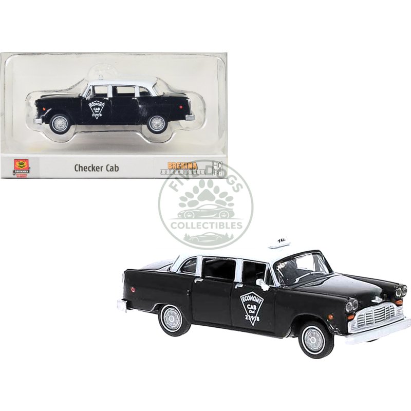 1974 checker cab black and white "tallahasse" 1/87 (ho) scale model car by brekina
