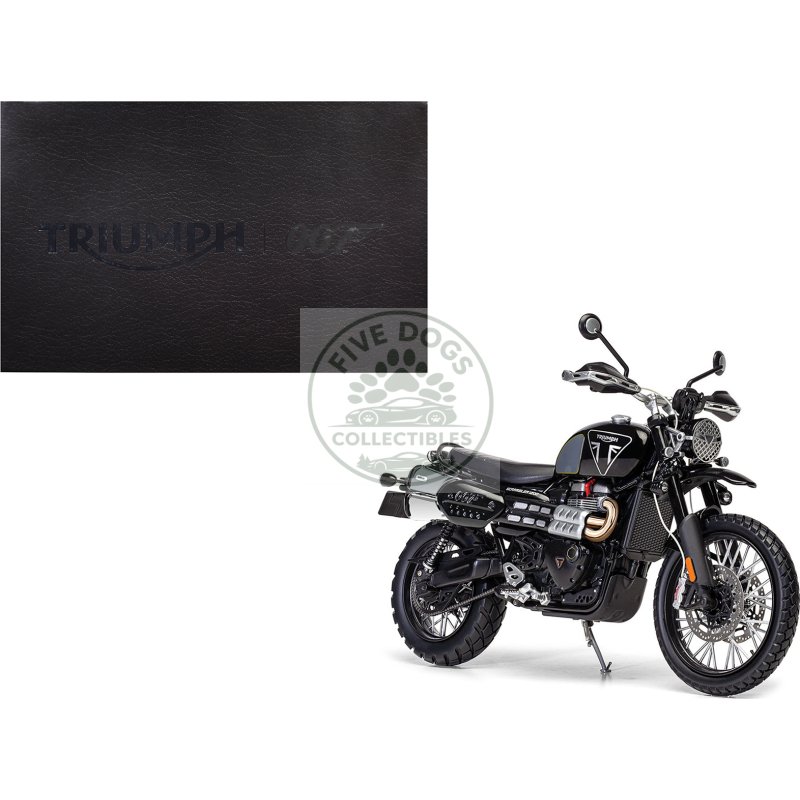 triumph scrambler 1200 "bond edition" motorcycle black 007 james bond "no time to die" (2021) movie 1/12 diecast model by corgi