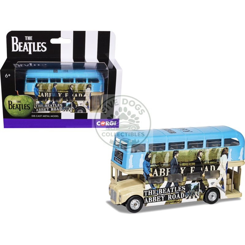 the beatles london double decker bus "abbey road" blue and beige diecast model car by corgi